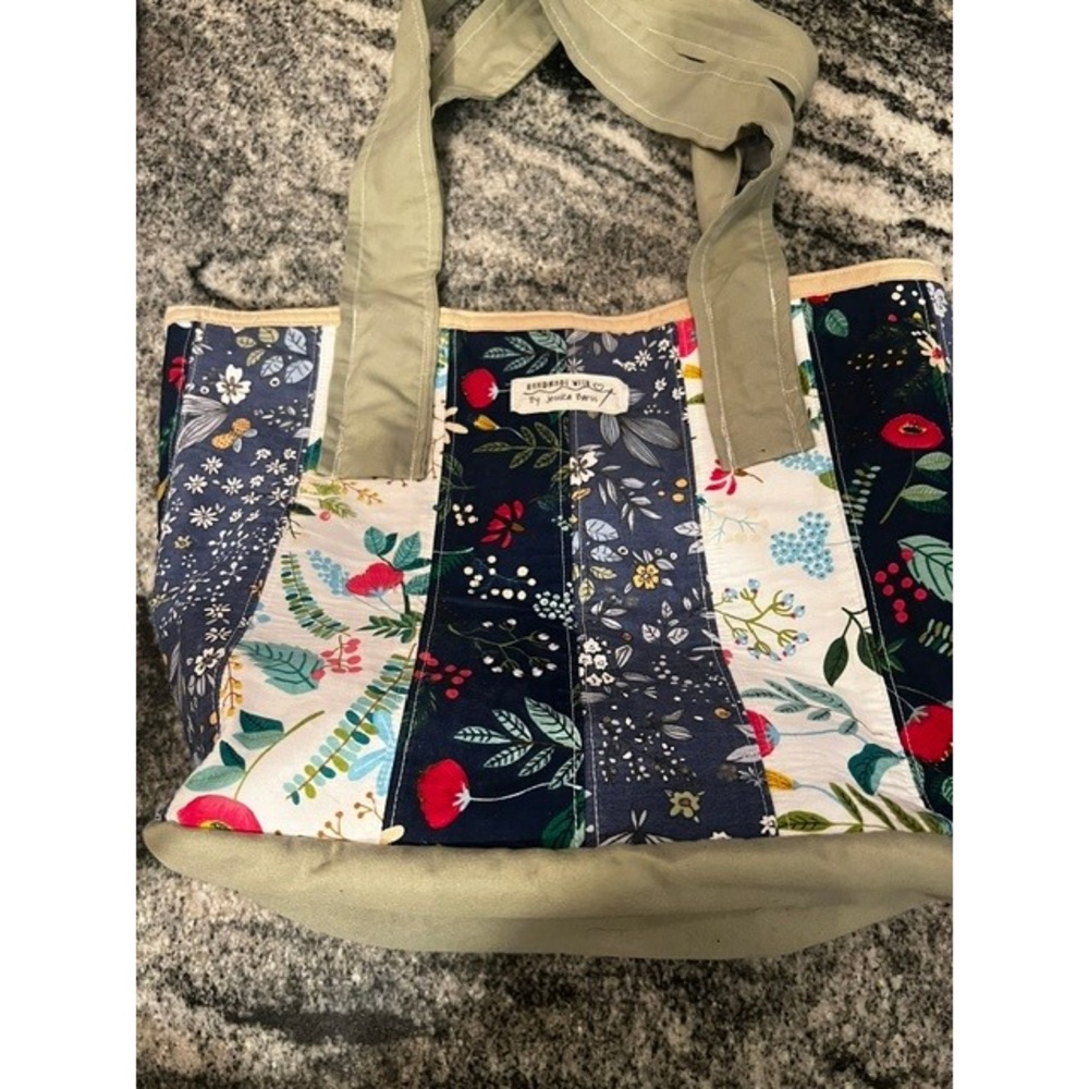 Handmade Jessica Barss Tote Bag Womens Large Multicolor Floral Patchwork Quilted